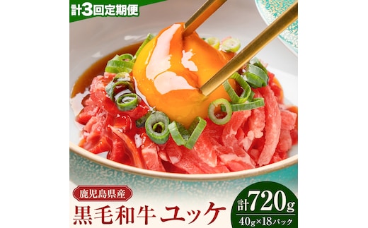 【隔月3回定期便】鹿児島県産黒毛和牛ユッケ 計720g 40g×6パック×3回 株式会社カミチク《お申し込みの翌月から出荷》鹿児島県 さつま町 鹿児島県産 黒毛和牛 ユッケ 生食用 小分け タレ付き 定期便---stm-kmc-6-mo3---