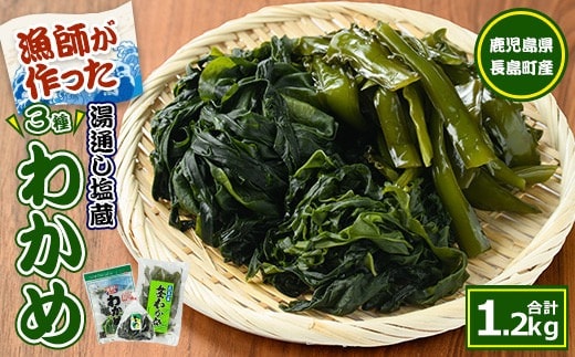 菊栄丸の手作り湯通し塩蔵わかめセット(計1.2kg)【菊栄丸水産】kiku-7163