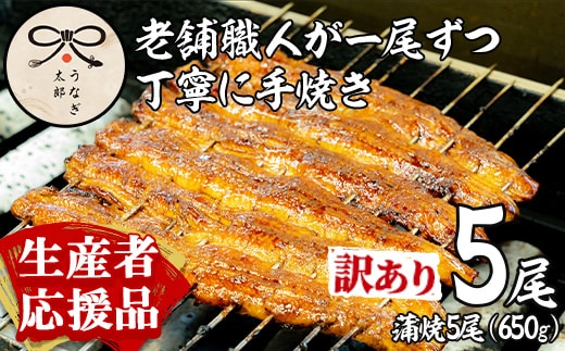 【0603716a-om】【生産者応援品】＜訳あり・数量限定＞鹿児島県産東串良町のうなぎ蒲焼(5尾・計650g以上・秘伝のタレ付き)＆訳あり蒲焼セット うなぎ 高級 ウナギ 鰻 国産 蒲焼 蒲焼き たれ 鹿児島 訳あり 【うなぎ太郎】