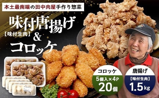佐多の田中肉屋 味付唐揚げとコロッケ 2種 食べ比べ セット 冷凍便 | 国産 鶏肉 骨なし お惣菜 手作り から揚げ 揚げるだけ コロッケ 大容量 おかず 弁当 おつまみ 簡単調理 産地直送 鹿児島県 南大隅町 田中精肉店 AN7404