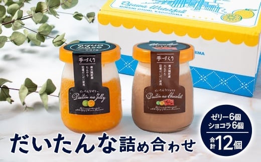 だいたんな詰め合わせ それぞれセット たんかんゼリー だいたんなショコラ 各6個 計12個 セット 果肉入り | タンカン 辺塚だいだい スイーツ フルーツ ゼリー 手作り おしゃれ 限定スイーツ ジューシー 冷凍 産地直送 オリジナル ギフトボックス プレゼント 鹿児島県 南大隅町 31℃LINE花子 SH-706