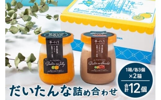 だいたんな詰め合わせ いっしょにセット たんかんゼリー だいたんなショコラ 1箱2種6個入り×2箱 計12個 セット 果肉入り | タンカン 辺塚だいだい スイーツ フルーツ ゼリー 手作り おしゃれ 限定スイーツ ジューシー 冷凍 産地直送 オリジナル ギフトボックス プレゼント 鹿児島県 南大隅町 31℃LINE花子 SH-707