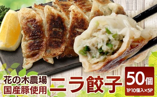 花の木農場【ニラ餃子】50個 HK-502｜ぎょうざ ギョーザ ギョウザ 餃子 揚げ餃子 スープ餃子 冷凍餃子 ニラ キャベツ 肉 豚肉 冷凍 冷凍食品 惣菜 弁当 おかず 工場直送 簡単調理 国産 厳選 ノウフク 第2花の木ファーム