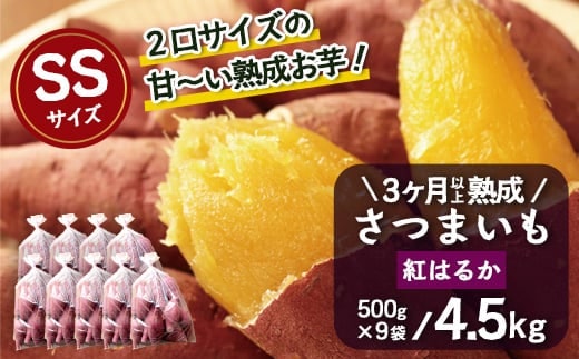 【先行予約・2026年１月～発送】熟成さつまいも「紅はるか」4.5kg ( 500g × 9袋 ) SSサイズ｜ 鹿児島県産 さつまいも 感動 熟成 芋 紅はるか 新鮮 産地直送 先行予約 SS（AX72302）