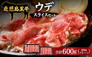 【鹿児島黒牛】ウデスライスセット計600g|鹿児島 牛 うし うで スライス 赤身 セット 国産 肉（W7002）