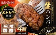 【先行予約：12月下旬配送～】鹿児島県産 黒毛和牛 ≪生≫ 和食料理人の手作り ハンバーグ （100g×4個）GN-4｜鹿児島県 南大隅町 ハンバーグ 牛肉 手作り 銀シャリ中はら