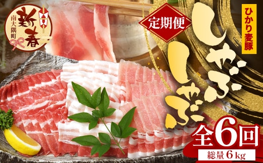 ［新春］【定期便全6回】鹿児島県産 ひかり麦豚 しゃぶしゃぶ 食べ比べセット ≪合計約6kg≫ （200g×30パック） トレーなし 冷凍 HM-15 | 肉 お肉 にく 豚肉 ロース 肩ロース バラ肉 スライス 冷凍 真空冷凍 産地直送 新鮮 小分け 甘み 産地直送 鹿児島県 南大隅町 ひかり麦豚直売所