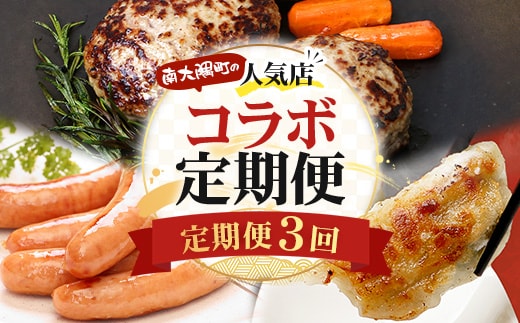 ≪定期便3回≫南大隅町 大人気店の自慢の味 コラボ定期便 NI-9｜本土最南端 加工品 惣菜 おかず お弁当 月替わり 毎月おとどけ 焼くだけ バラエティ 食べ比べ 3回 簡単調理 ストック 精肉店 ファーム 豚 鹿児島県 南大隅町 なんたん市場