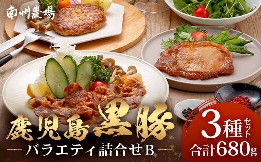 鹿児島県産 黒豚バラエティ詰合せ Bセット（ロース味噌漬け・生姜焼き・ハンバーグ）味付き 冷凍 NS-11 ❘ ★☆＼＼黒豚ロース味噌漬け バナナマンの早起きせっかくグルメで紹介！！／／☆★ 加工肉 肉 お肉 豚肉 豚 ぶた かごしま黒豚 ロース肉 みそ漬け しょうが焼き ハンバーグ 国産 鹿児島県 南大隅町 南州農場