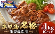 【スピード発送】鹿児島県産 黒豚生姜焼きセット（100g×10パック）味付き肉 冷凍 NS-23｜鹿児島県 南大隅町