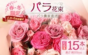 【クリスマス・年内お届けは12/15申込締切】ばら農家直送！人気の春・冬薔薇をお届け♪ バラ花束15本以上(ピンク系) 日付指定必須 ギフト対応可 TB-10│ローズ 新鮮 花 フラワー 花束 ばら 薔薇 バラ 誕生日 記念日 結婚祝い ギフト プレゼント お祝い 贈り物 贈答 鹿児島県 南大隅町 富田バラ園