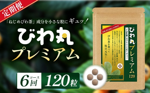 【定期便 全6回】≪6ヶ月連続で毎月お届け≫ びわ丸プレミアム ≪1回あたり(120粒入×1袋) ≫ 健康補助食品 びわ茶含有加工食品 TO-11-NP | 国産 びわ茶 びわの葉 サプリメント 乳酸菌 ノンカフェイン ポリフェノール ネコポス 鹿児島県 南大隅町 十津川農場