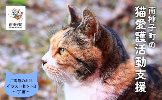 【猫愛護ボランティア作成】猫ちゃんのイラストセットB：猫と宇宙のファンタジー