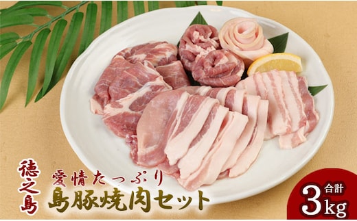 徳之島産 徳之島 愛情たっぷり 島豚焼肉セット 3種 計3kg 豚肉 食べ比べ 鹿児島県 徳之島