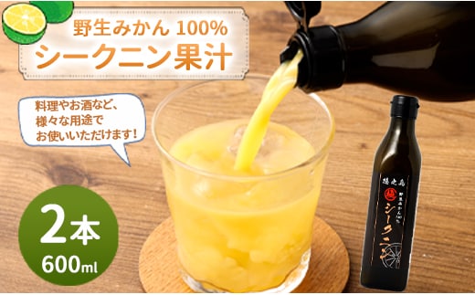 徳之島 天城町 野生みかん100％ シークニン果汁 2本（300ml×2本 計600ml）シークニン 果汁 野生 みかん