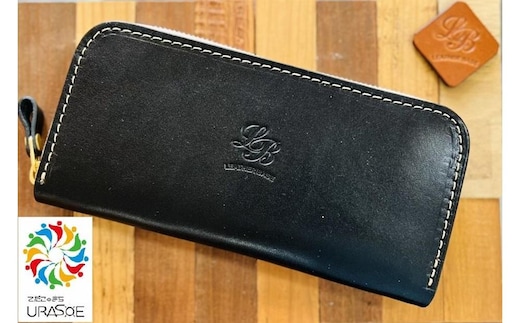 【レザーベース】ファスナーロングウォレット（ブラック）