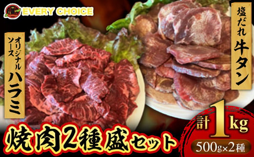たっぷり厚切り牛タン500g 厳選！牛ハラミ500gセット 合計1kg - 焼肉 人気部位 セット 焼肉セット焼肉用 牛肉 ジューシー やわらか BBQ 人気 ハラミ 牛ハラミ 牛タン おすすめ 沖縄県 八重瀬町【価格改定】
