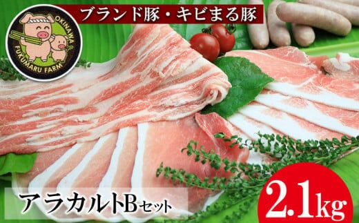 【ブランド豚・キビまる豚】アラカルトセットＢ（2.1kg）- 豚肉 小分け しゃぶしゃぶ 豚バラ 焼肉 ウデ モモ肉 ソーセージ 詰め合わせ セット たっぷり 2.1kg 使いやすい 人気 ブランド豚 沖縄県 八重瀬町