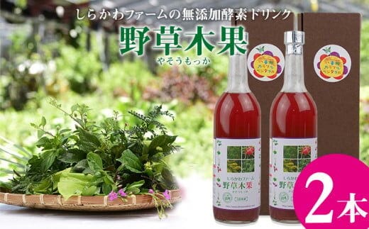 ＜しらかわファーム＞無添加酵素ドリンク「野草木果(やそうもっか)2本」- 無添加 酵素ドリンク こだわり 果物 野菜 ハーブ 88種 沖縄県産 2本 セット 飲みやすい おすすめ 沖縄県 八重瀬町