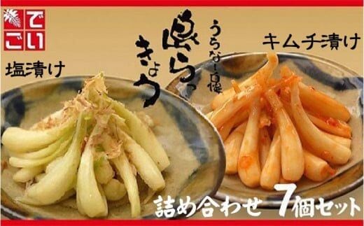 島らっきょう塩漬け・キムチ漬け 詰め合わせ7個セット - らっきょう漬け 国産 沖縄県産 らっきょ 島らっきょ 疲労回復 滋養強壮 人気 漬物 沖縄県 八重瀬町