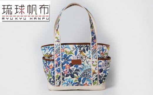 「琉球帆布」ショッピングトート きらきらシークヮーサー - 帆布 布 丈夫 トートバッグ 琉球紅型 人気 紅型作家 宮城守男 おしゃれ レディース ファッション お出かけ かばん 鞄 手仕事 手づくり ハンドメイド 琉球帆布 伝統技術 沖縄県 八重瀬町【価格改定】